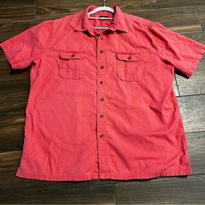 Croft&Barrow Men’s Short Sleeve Button Down Shirt‎ Red XL 100% Cotton